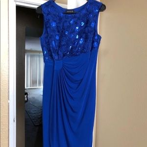 Blue dress with floral sparkles on top